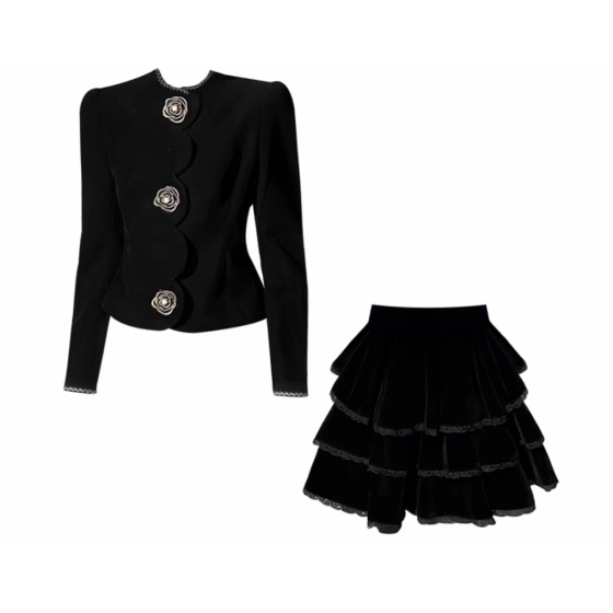 黑色法式气质时尚套装