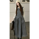 灰色兩件套休閒長洋