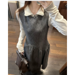 灰色兩件套休閒長洋