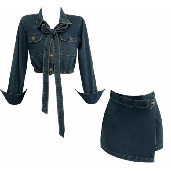 牛仔不規則套裝
