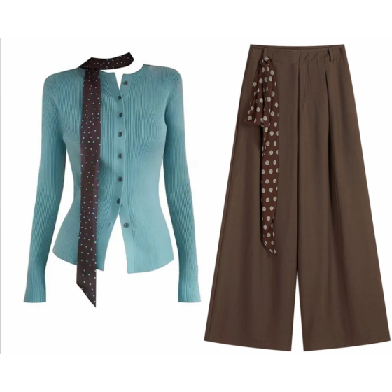 韓系甜美針織上衣套裝