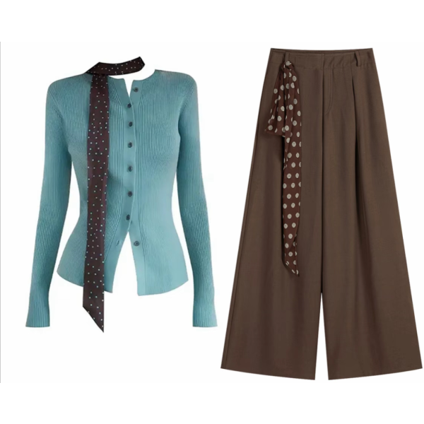 韓系甜美針織上衣套裝