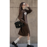 A hooded long-sleeved dress