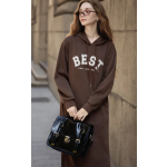 A hooded long-sleeved dress