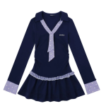 A short dress with a cinched waist in the school style