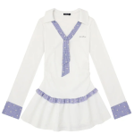 A short dress with a cinched waist in the school style