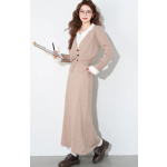 A color-blocking polo collar long Western-style suit