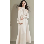 Satin shirt halter suit