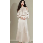 Satin shirt halter suit