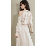 Satin shirt halter suit