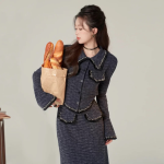 Polo 領小香風寶藍色套裝