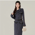 Polo 領小香風寶藍色套裝