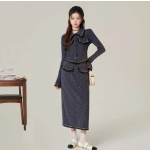 Polo 領小香風寶藍色套裝