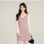 法式氣質V領連衣裙