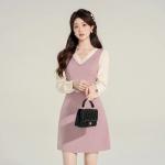 法式氣質V領連衣裙