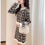 Round-neck checkered suit