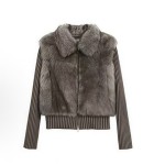 Silver fox hat patchwork knitted high-end top coat