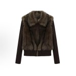 Silver fox hat patchwork knitted high-end top coat