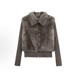 Silver fox hat patchwork knitted high-end top coat