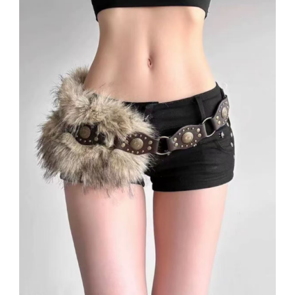 時尚感設計款皮草腰帶