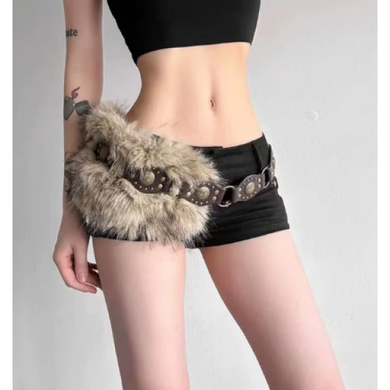 時尚感設計款皮草腰帶